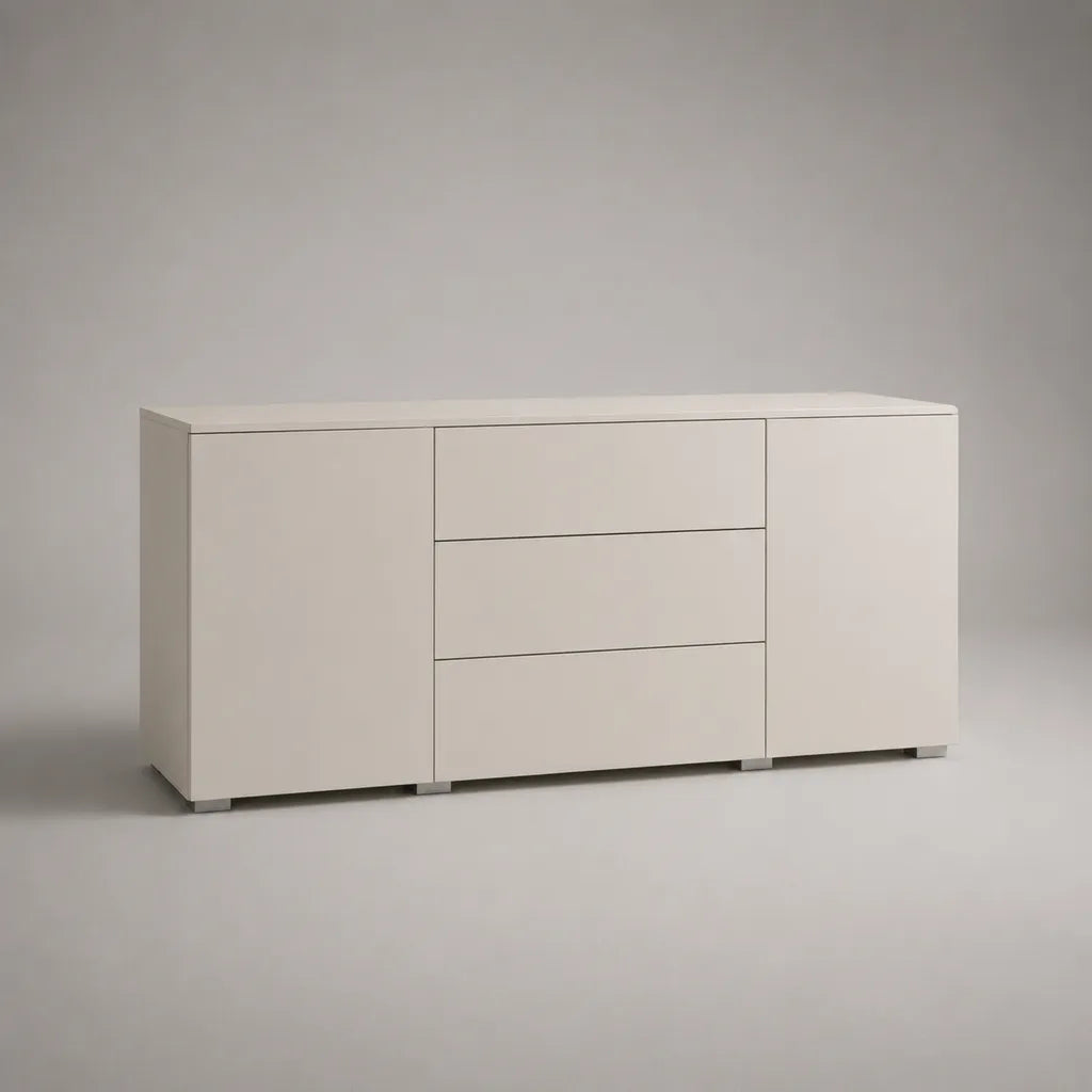 Sideboard aus melaminbeschichteter Spanplatte mit 2 Türen und 3 Schubladen, Weiß, 160 × 40 × 75 cm