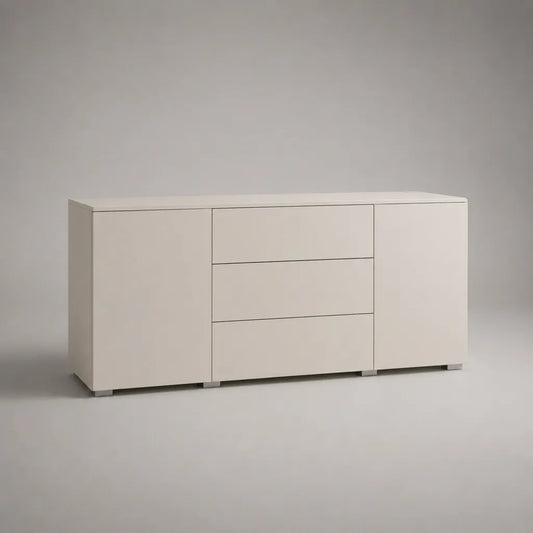 Sideboard aus melaminbeschichteter Spanplatte mit 2 Türen und 3 Schubladen, Weiß, 160 × 40 × 75 cm
