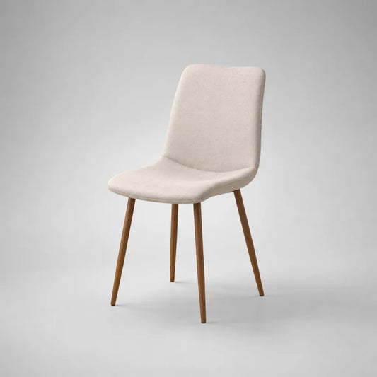 Esszimmerstuhl mit Polyesterbezug und Massivholzbeinen, Beige/Braun, 47 × 55 × 84 cm
